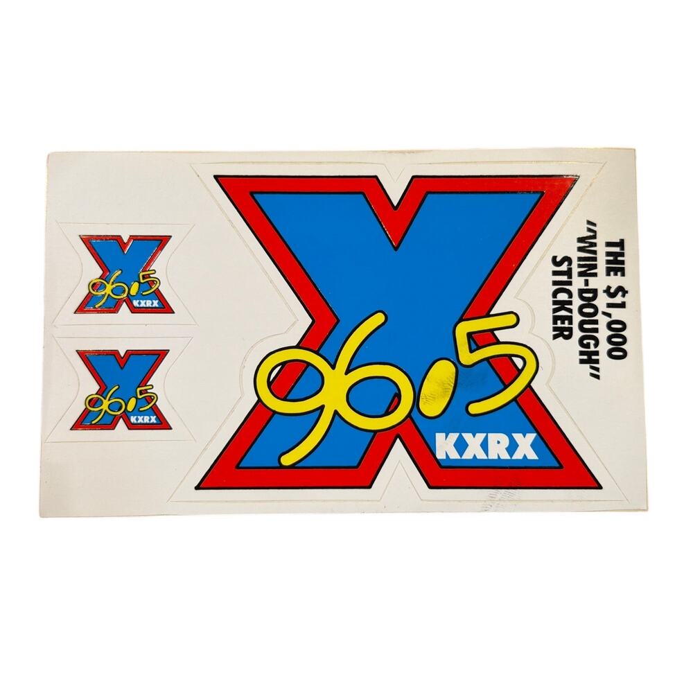 VTG X 96.5 KXRX stickers set of 3 stickers on 1 sheet rock radio station